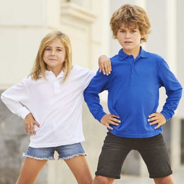 Fruit of the Loom Kids Long Sleeve Poly/Cotton Piqué Polo Shirt Thumbnail